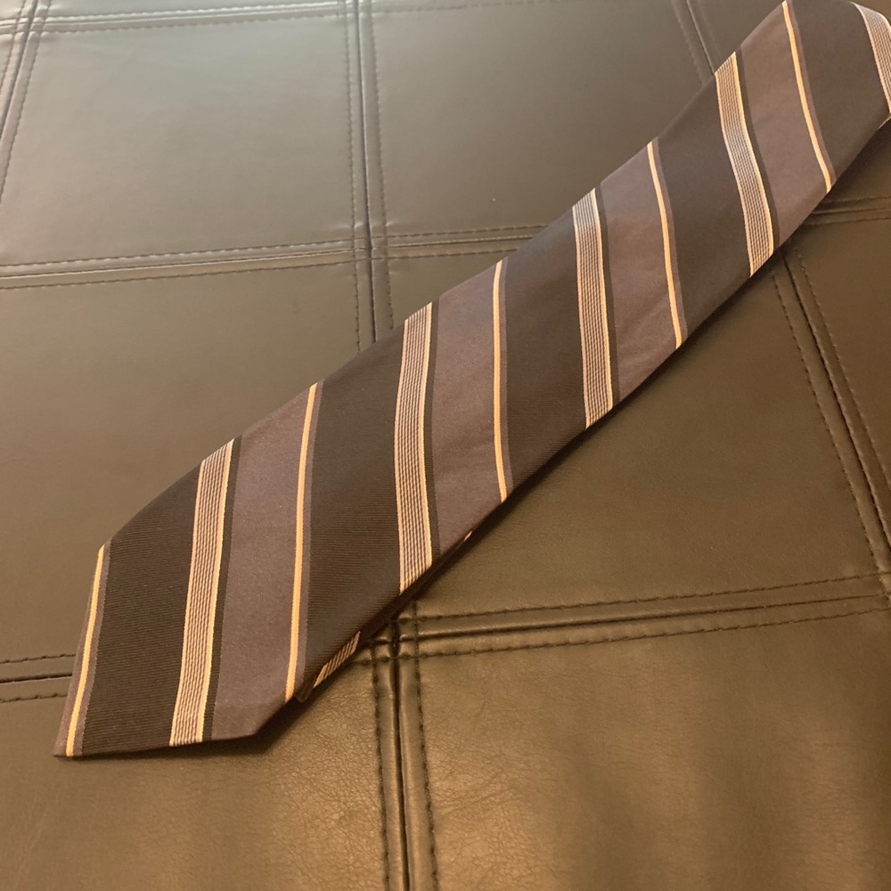 DKNY Black Striped Silk Tie